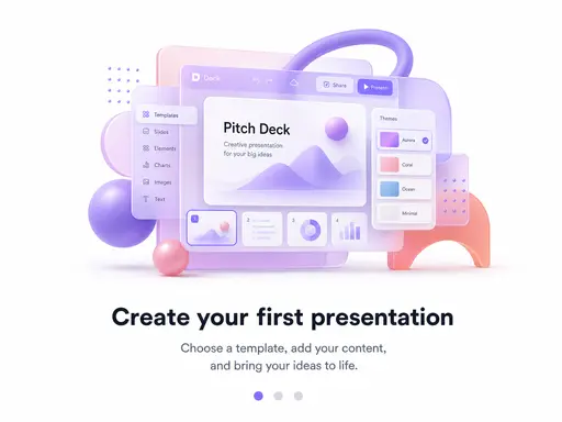 3D SaaS onboarding illustration floats